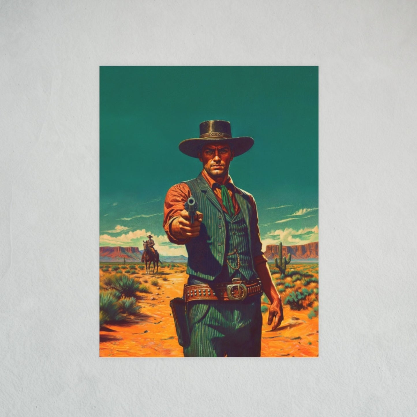Poster: Cowboy Gunslinger Retro Western Style Illustration