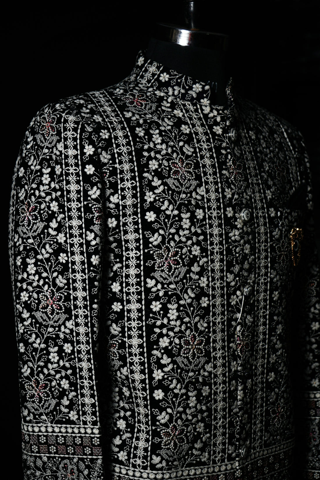 a black and white jacket on a mannequin