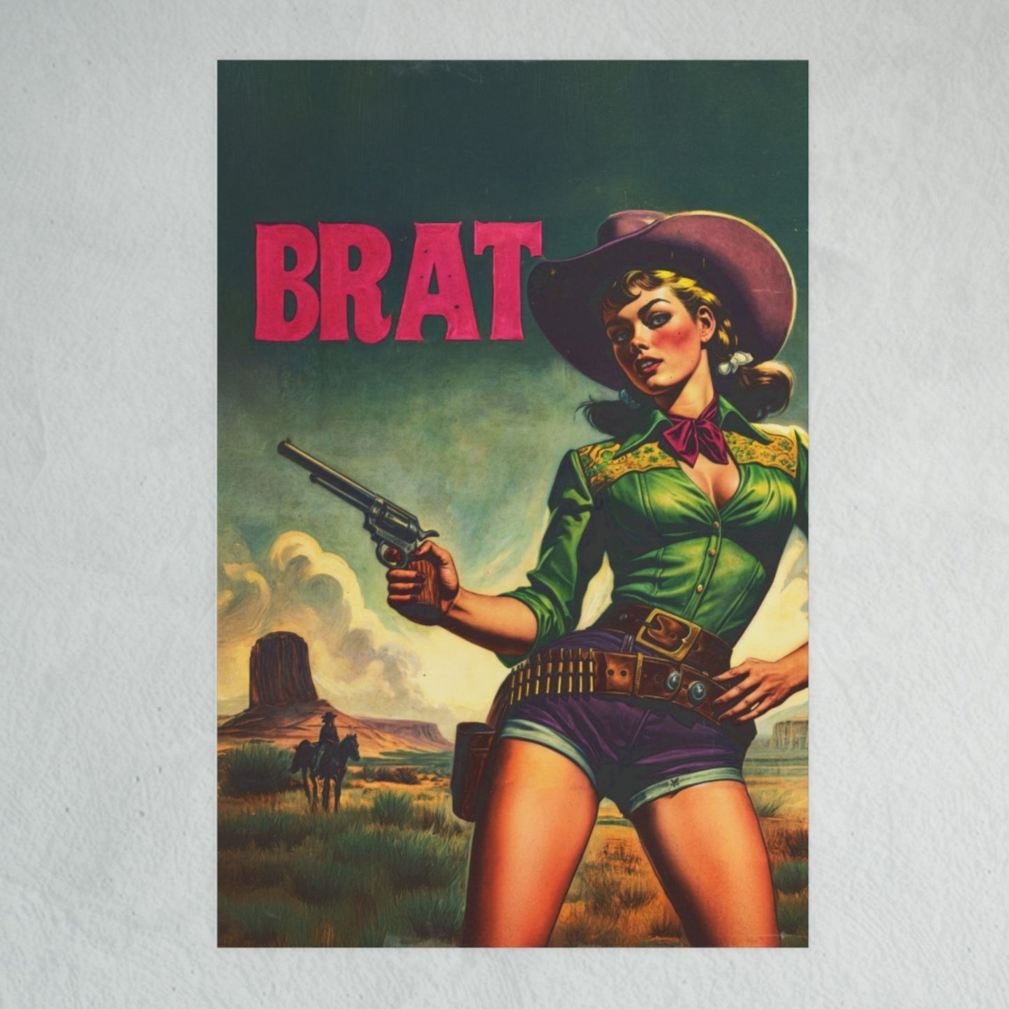 Poster - Retro Sassy Brat Cowgirl Wild Western Themed Portrait