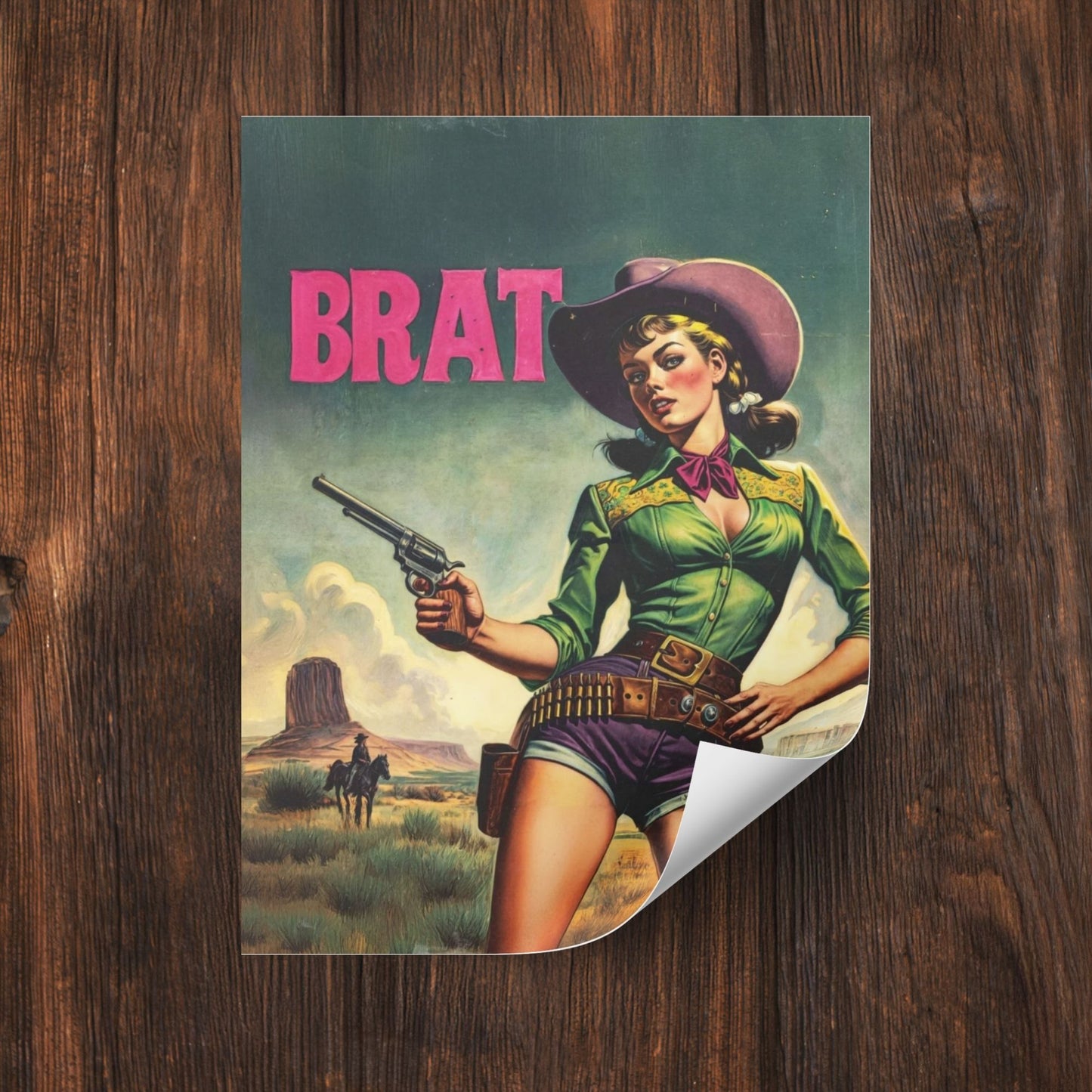 Poster - Retro Sassy Brat Cowgirl Wild Western Themed Portrait