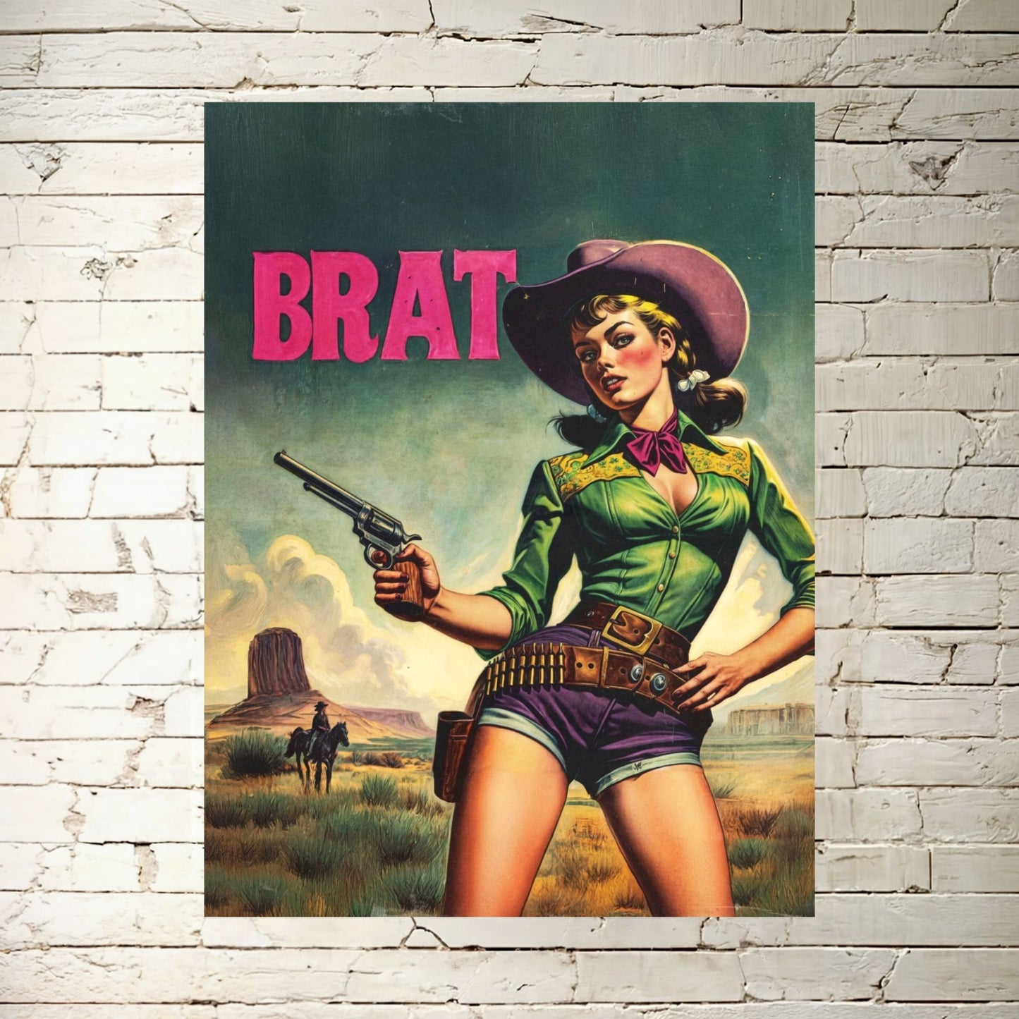 Poster - Retro Sassy Brat Cowgirl Wild Western Themed Portrait