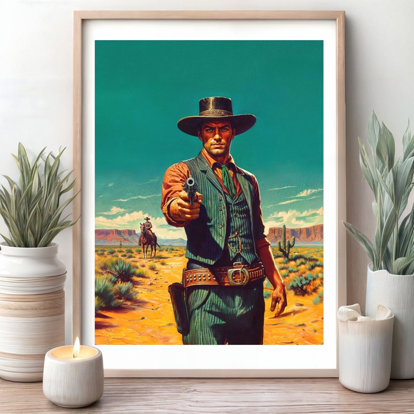 Poster: Cowboy Gunslinger Retro Western Style Illustration