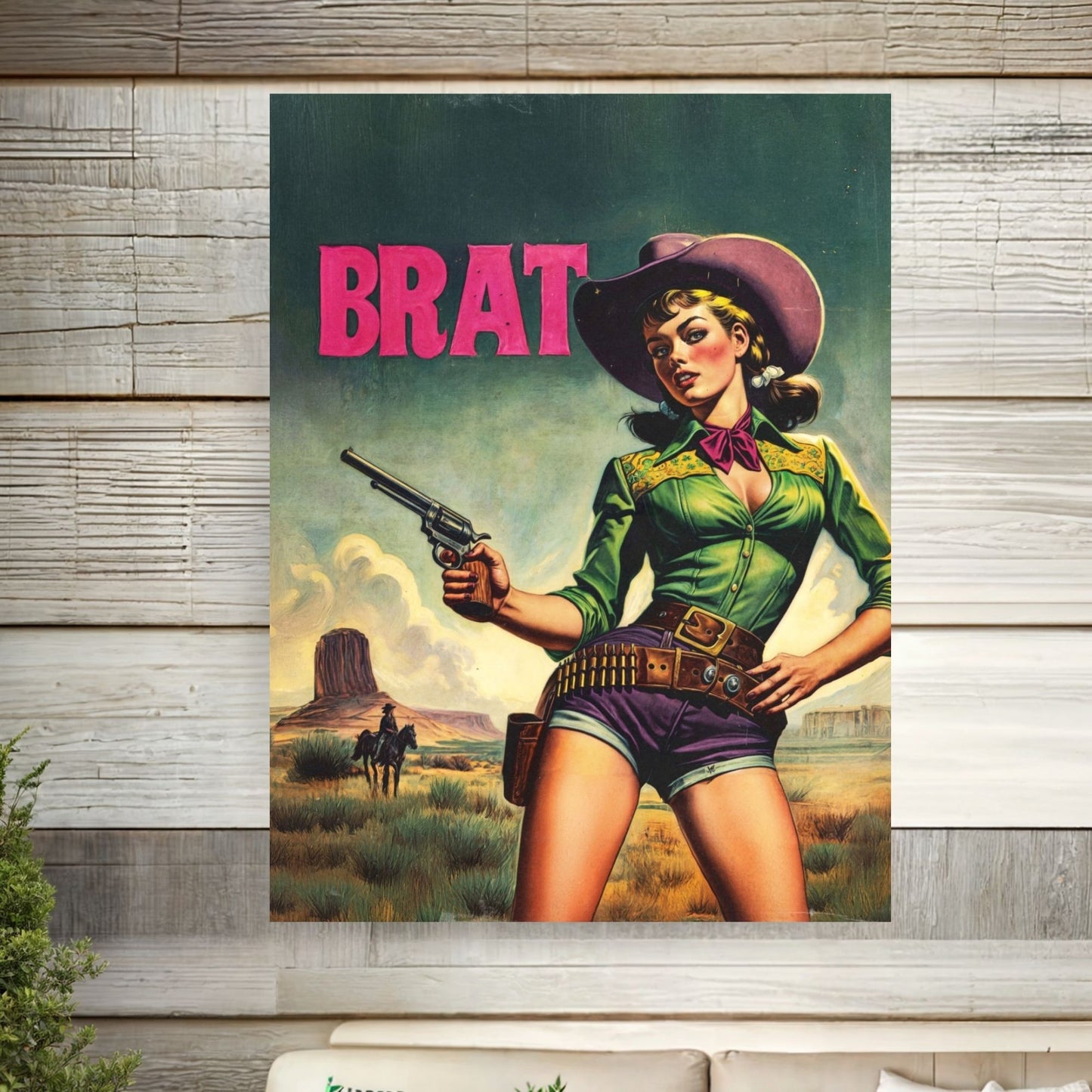 Poster - Retro Sassy Brat Cowgirl Wild Western Themed Portrait