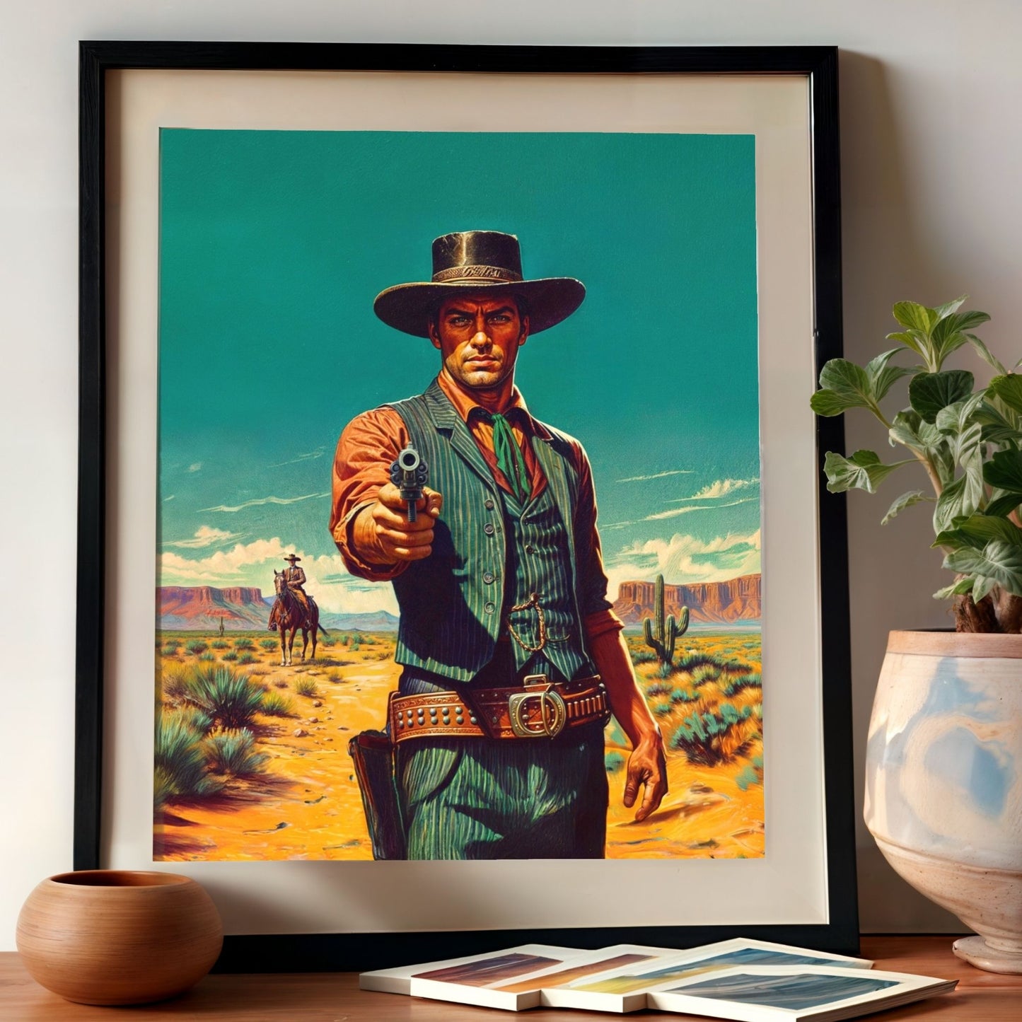 Poster: Cowboy Gunslinger Retro Western Style Illustration