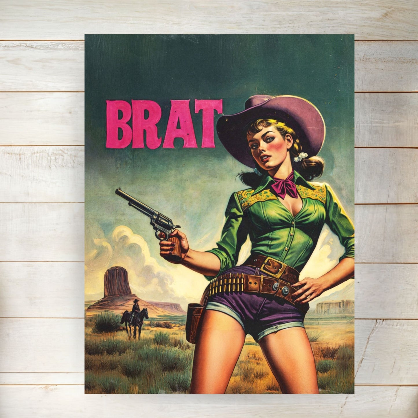 Poster - Retro Sassy Brat Cowgirl Wild Western Themed Portrait