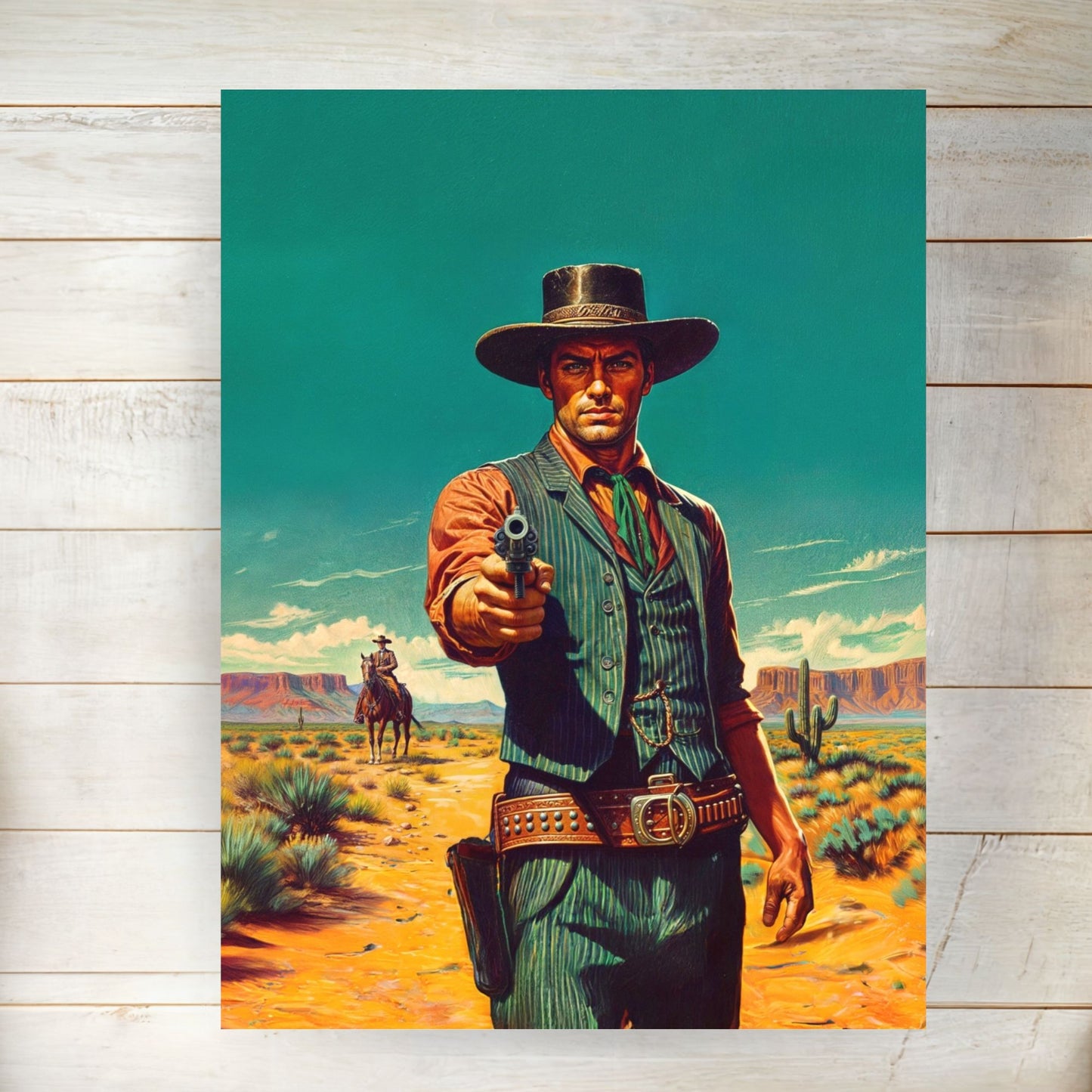 Poster: Cowboy Gunslinger Retro Western Style Illustration