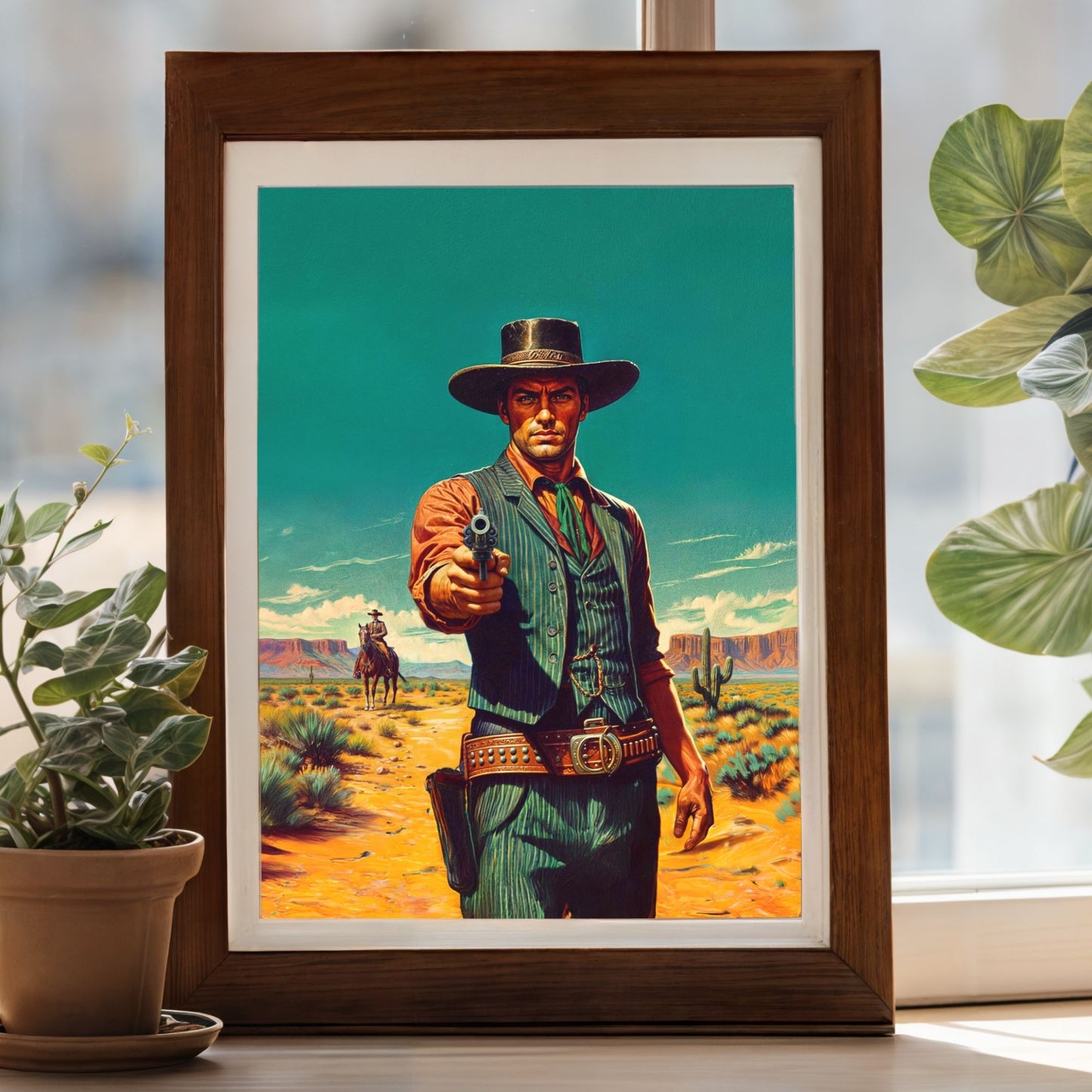 Poster: Cowboy Gunslinger Retro Western Style Illustration