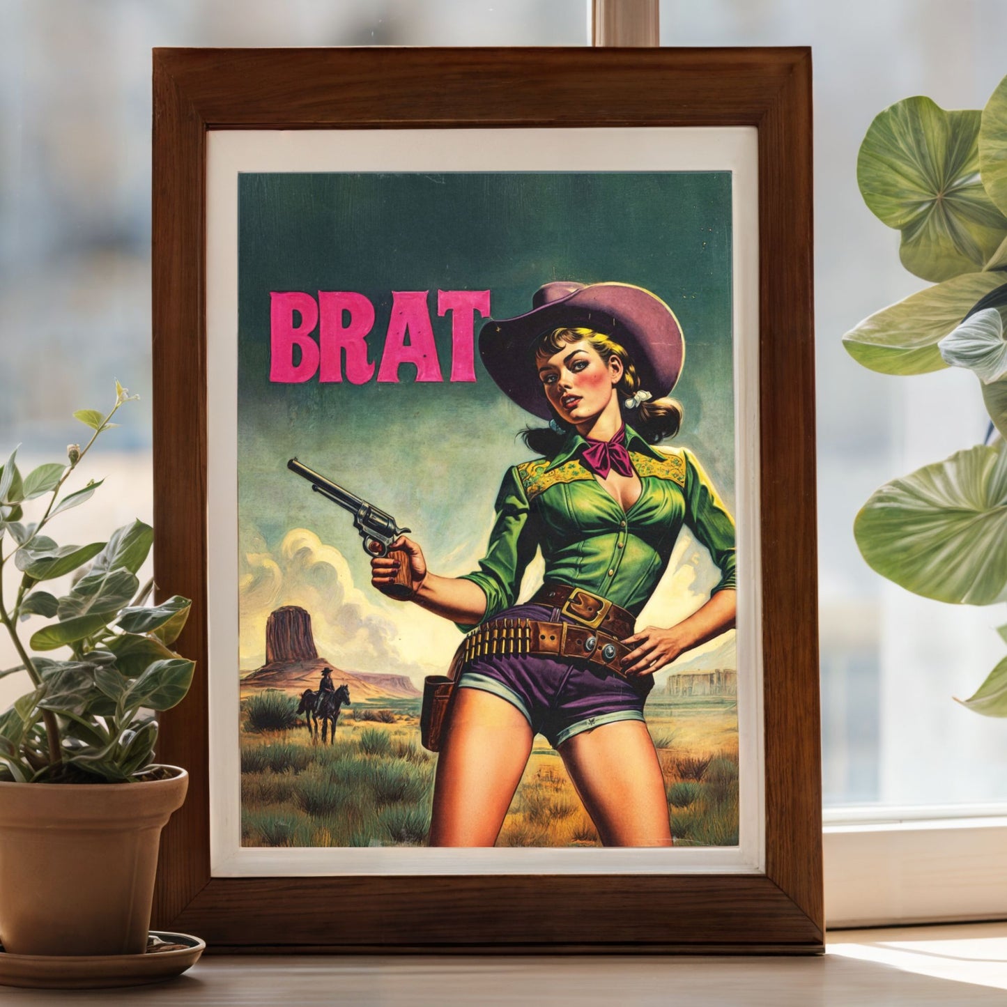 Poster - Retro Sassy Brat Cowgirl Wild Western Themed Portrait