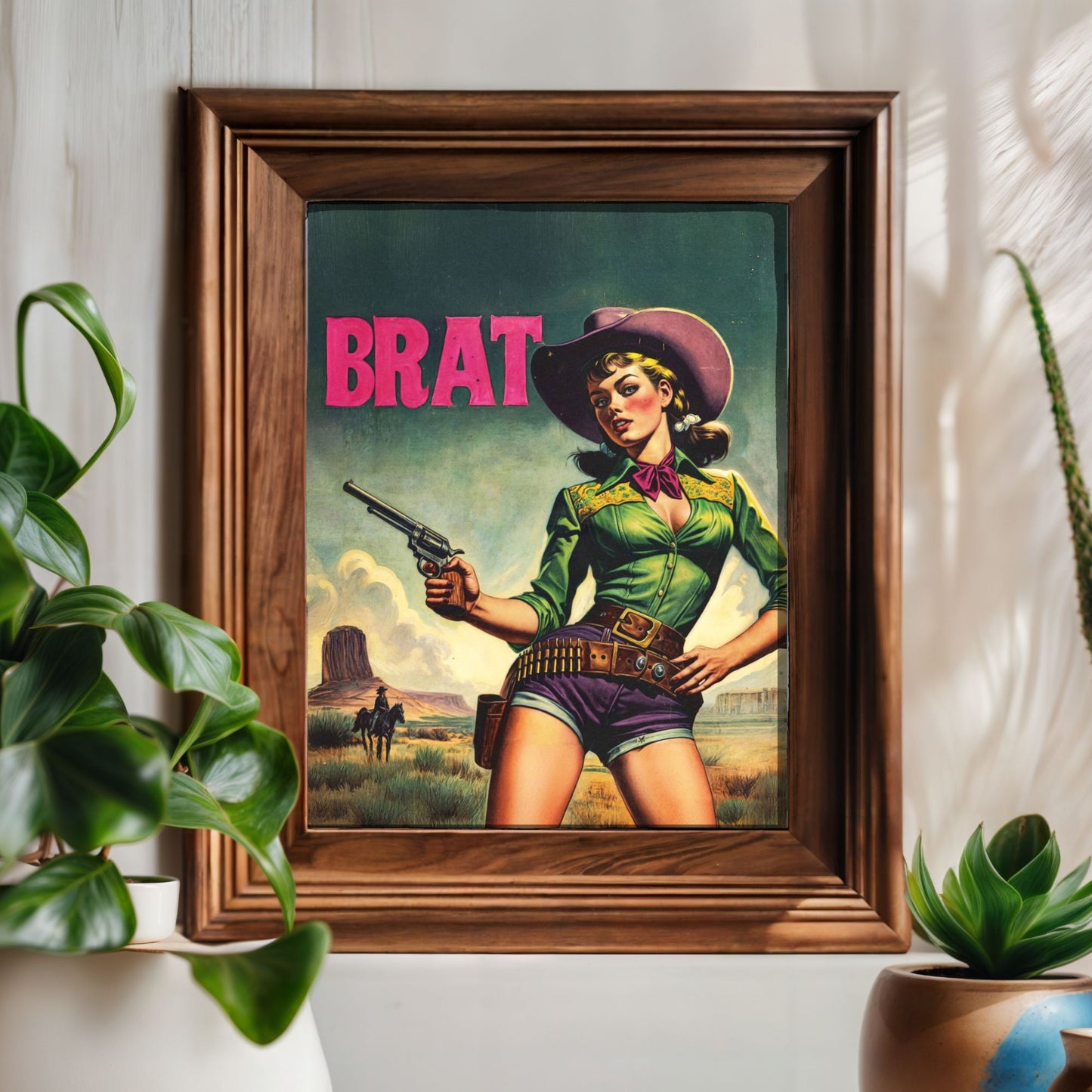 Poster - Retro Sassy Brat Cowgirl Wild Western Themed Portrait