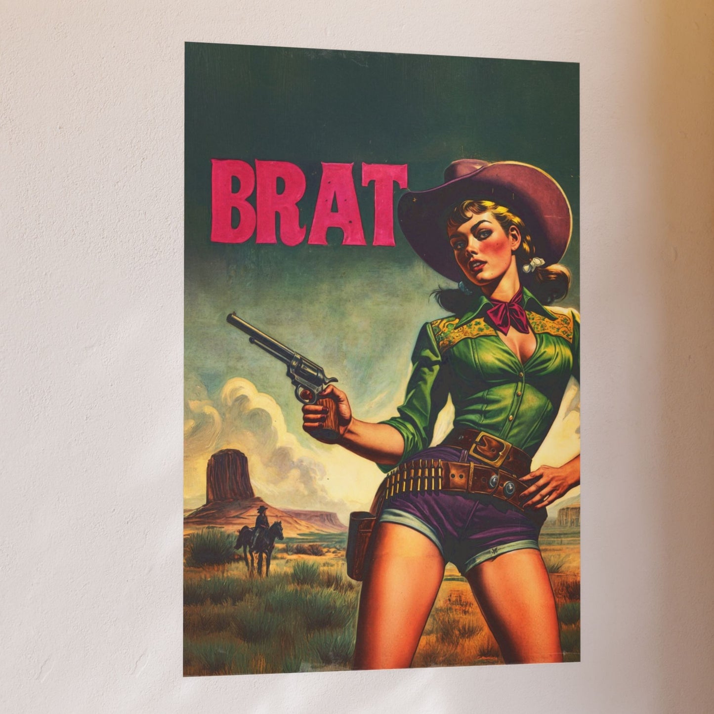 Poster - Retro Sassy Brat Cowgirl Wild Western Themed Portrait