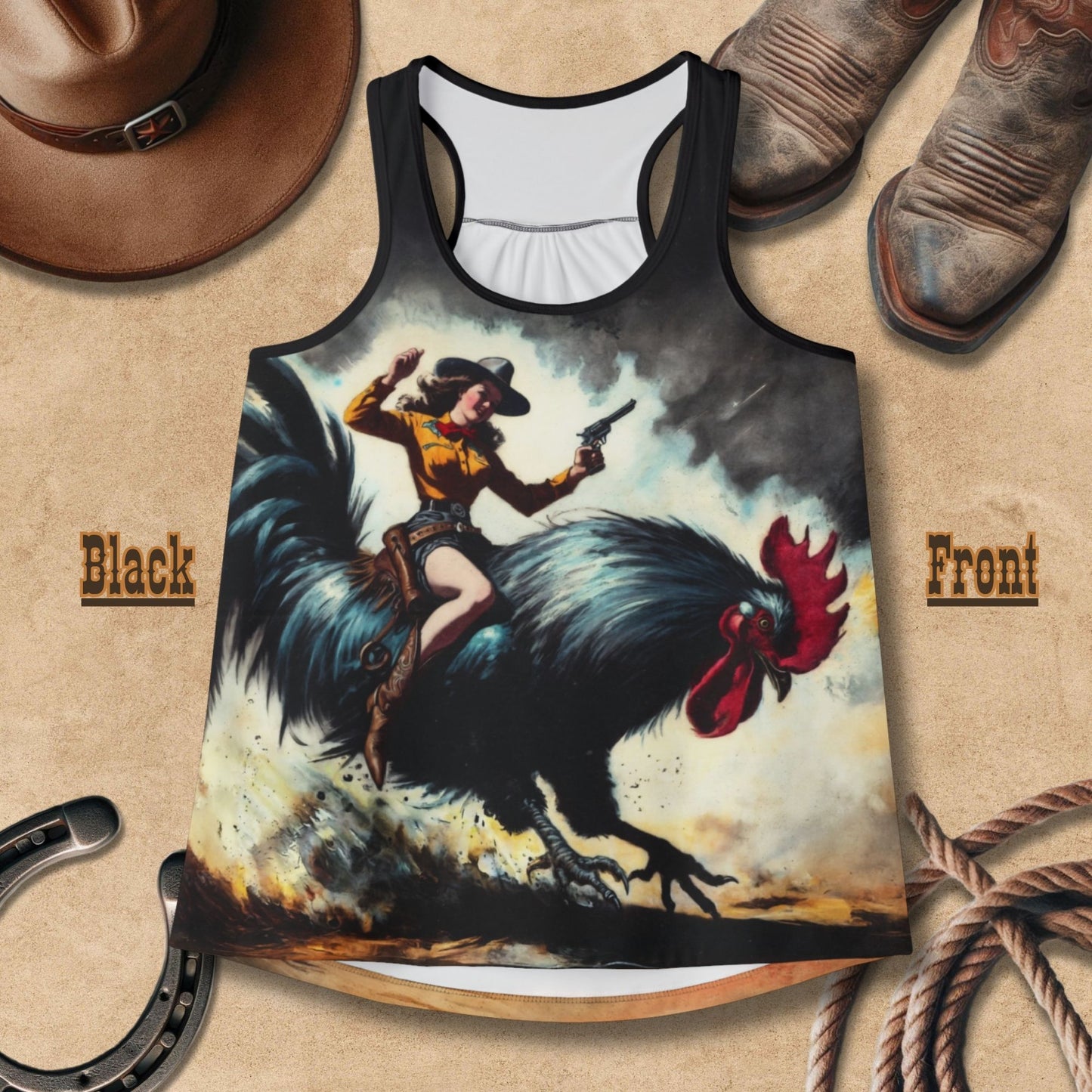 Cowgirl Ridin' the Rooster Rodeo Tank Top